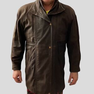 Wilson Leather for Men Brown, Insulated, Leather Long Jacket / SZ: S (see measur
